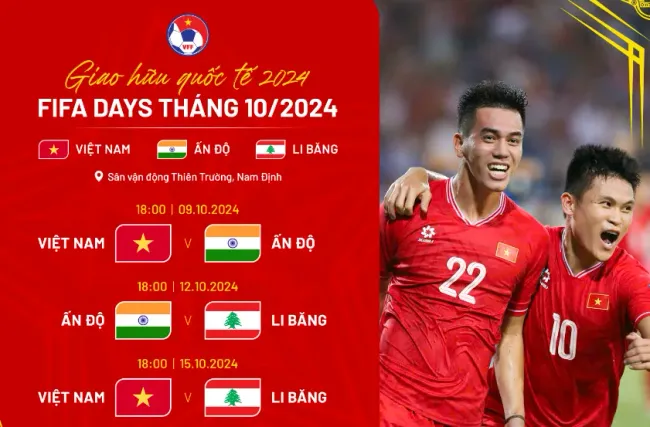 keonhacai com m88 
Đội tuyển Việt Nam gặp Li Băng và Ấn Độ dịp FIFA Days tháng 10/2024