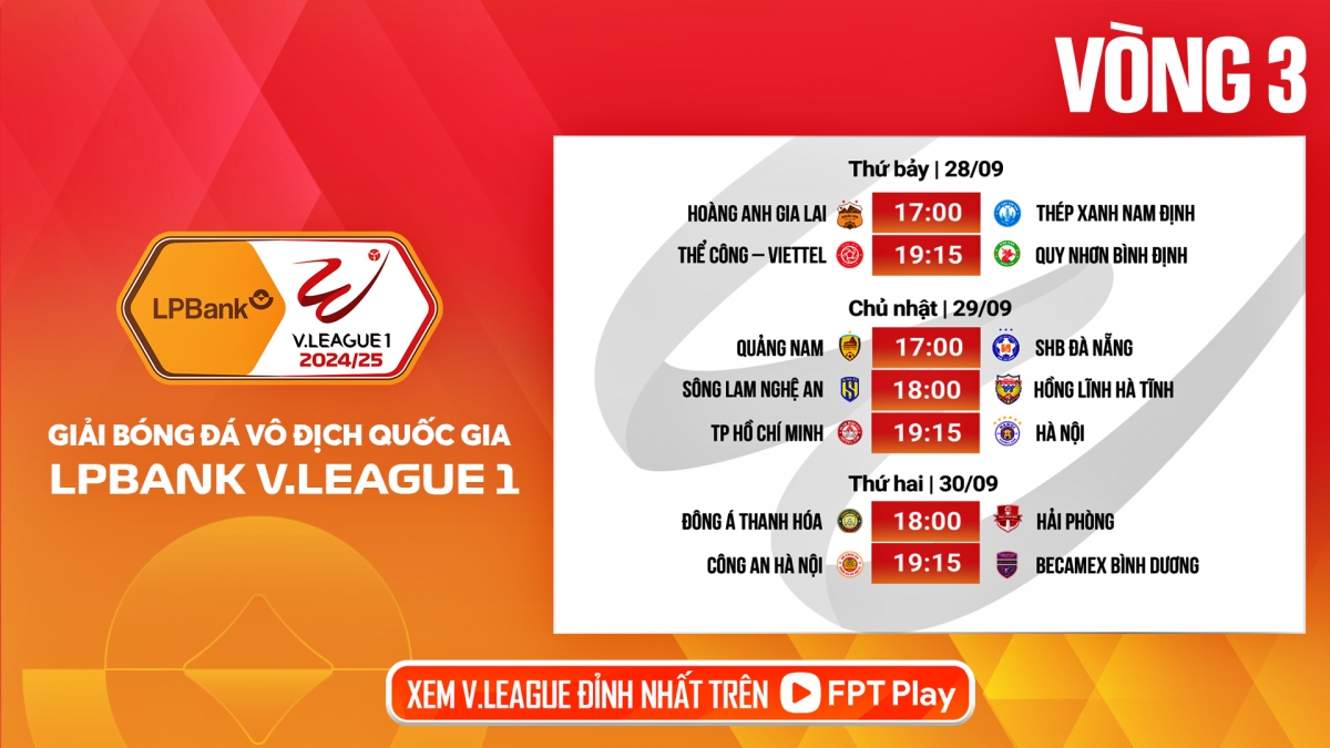 keonhacai com m88 Lịch thi đấu và trực tiếp vòng 3 V-League 2024/2025: HAGL đại chiến Nam Định